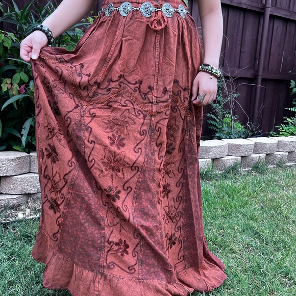 Rustic Patchwork Embroidered Boho Skirt - Picture 3 of 16